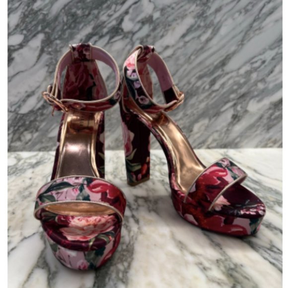 Ted Baker Floral Printed Platform Block Heeled Sandals Size 37.5 - Picture 5 of 7